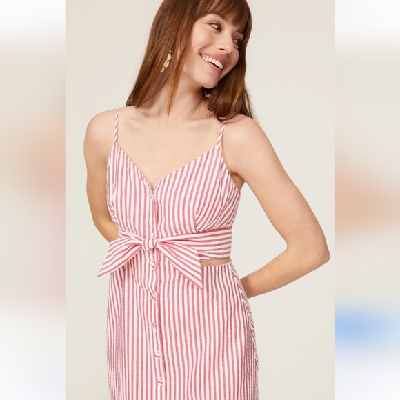 Jason Wu Dresses & Skirts - Jason Wu Red Stripe Tie Midi Dress Size 0